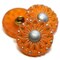 18mm Collarette Flower Button Matte Orange with Grey Accents - Czech Glass Buttons